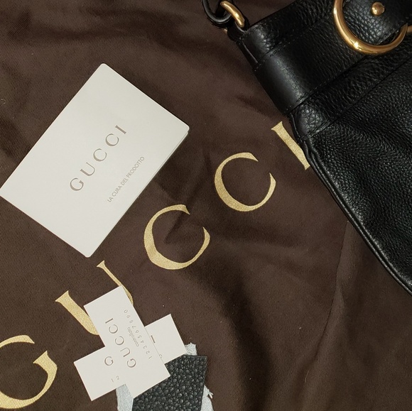 🇮🇹👜GUCCI BLACK LEATHER RIDE SHOULDER BAG - Picture 7 of 8